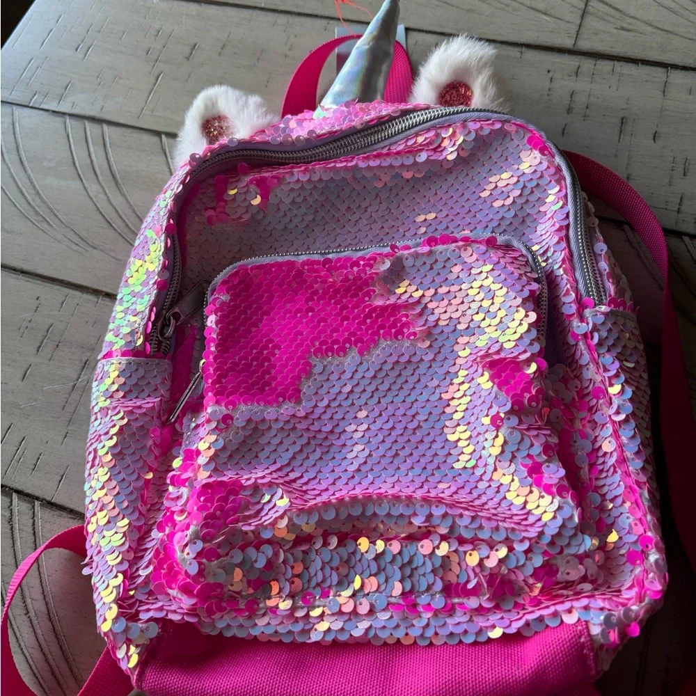 Nwt flip sequin pink silver mini unicorn backpack kids